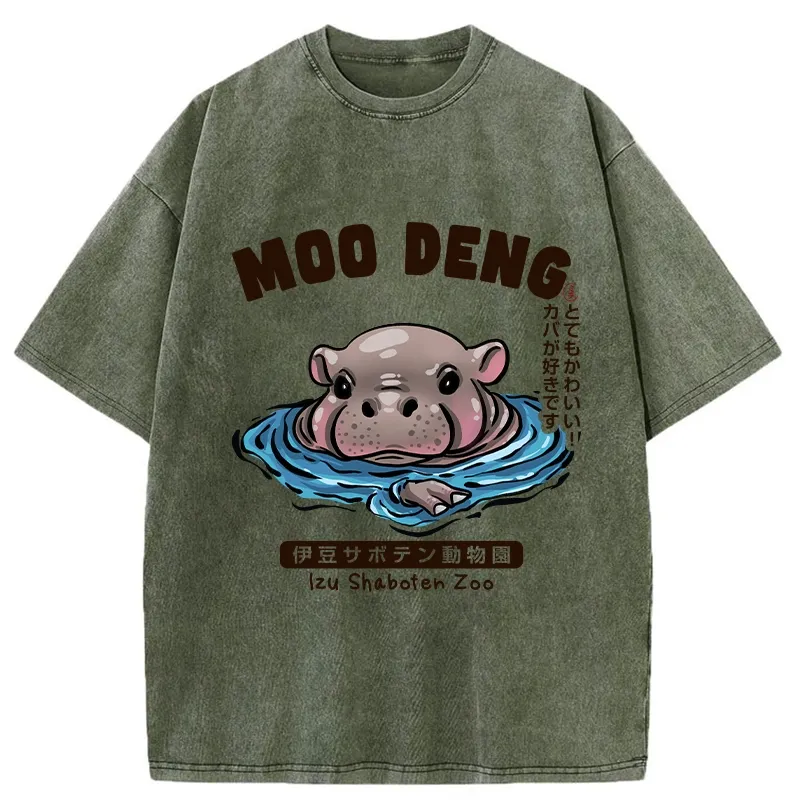 Tokyo-Tiger Relaxed Hot Spring Moo Deng Washed T-Shirt
