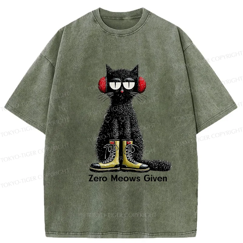 Tokyo-Tiger Cat Doesn't Care At All Washed T-Shirt