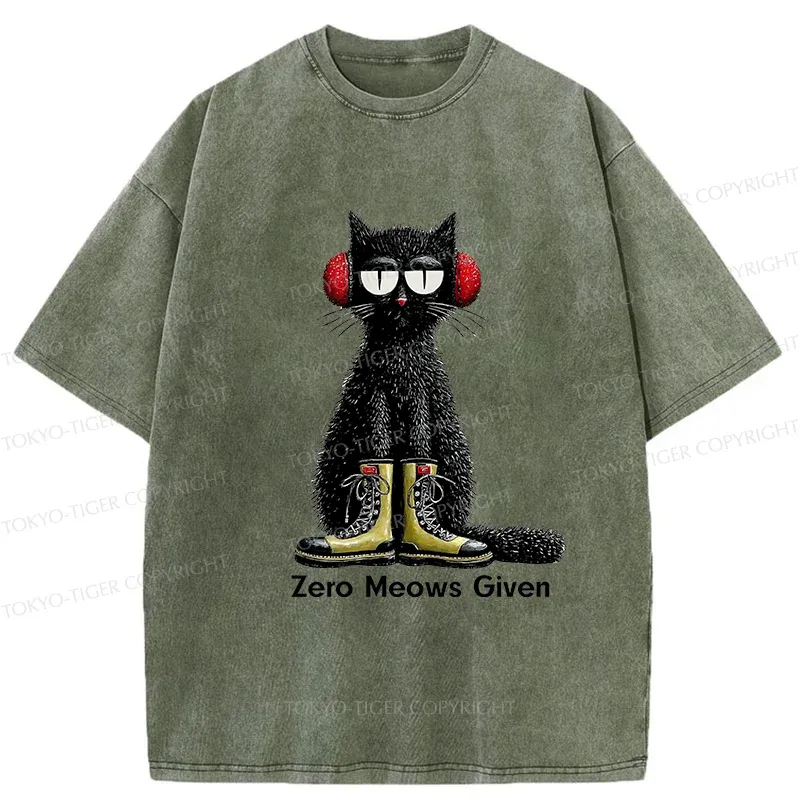 Tokyo-Tiger Cat Doesn't Care At All Washed T-Shirt