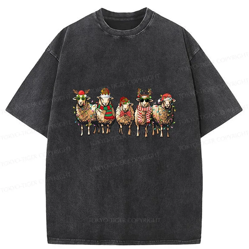 Tokyo-Tiger Christmas Sheep Washed T-Shirt Sale