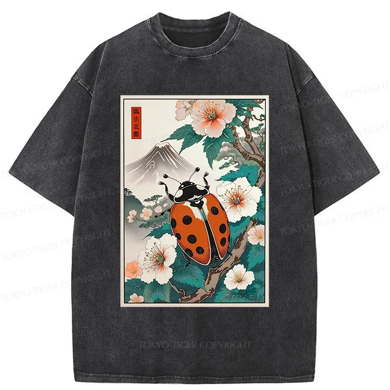 Tokyo-Tiger Ladybug Ukiyo-e Washed T-Shirt