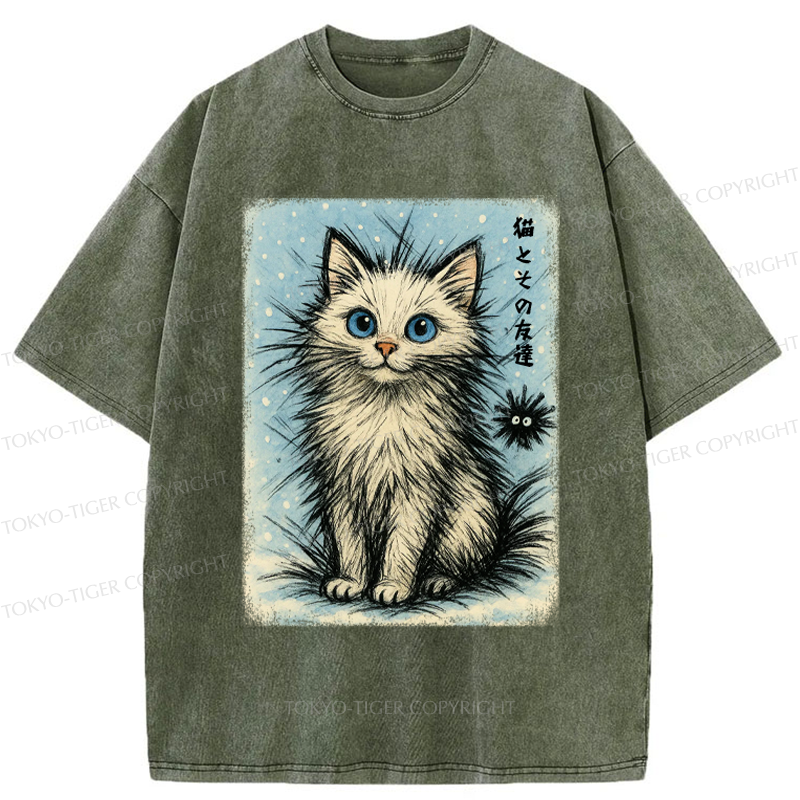 Tokyo-Tiger The Kitten And Its Furball Friend Washed T-Shirt