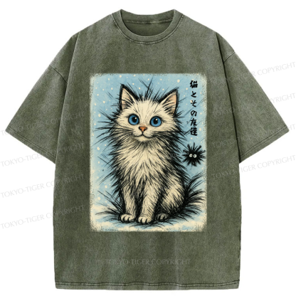 Tokyo-Tiger The Kitten And Its Furball Friend Washed T-Shirt