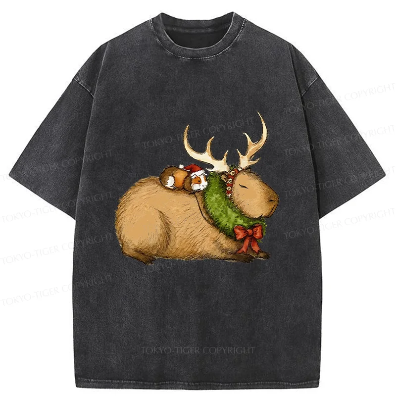Tokyo-Tiger Christmas Capybara Washed T-Shirt
