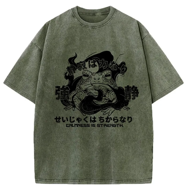 Tokyo-Tiger Calmness Is Strength Washed T-Shirt