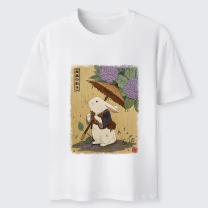 Tokyo-Tiger Ukiyoe Rainy Stroll Bunny Classic T-Shirt