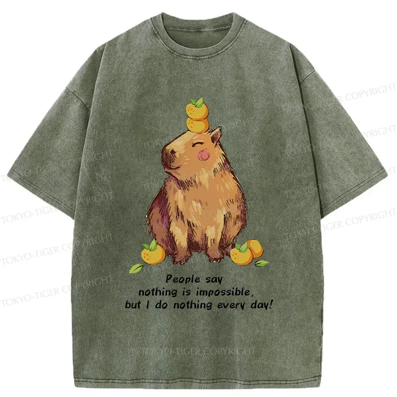 Tokyo-Tiger Leisurely Capybara Washed T-Shirt