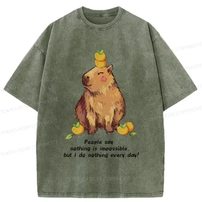 Tokyo-Tiger Leisurely Capybara Washed T-Shirt