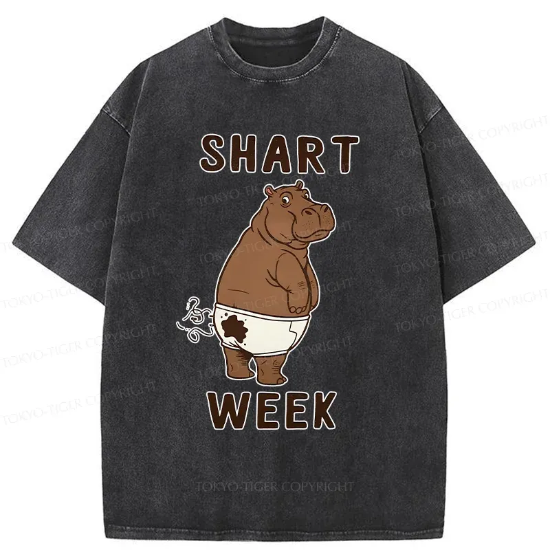 Tokyo-Tiger Shart Week Funny Washed T-Shirt