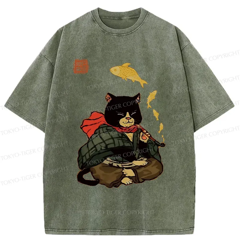 Tokyo-Tiger Smoke Like Fish Washed T-Shirt