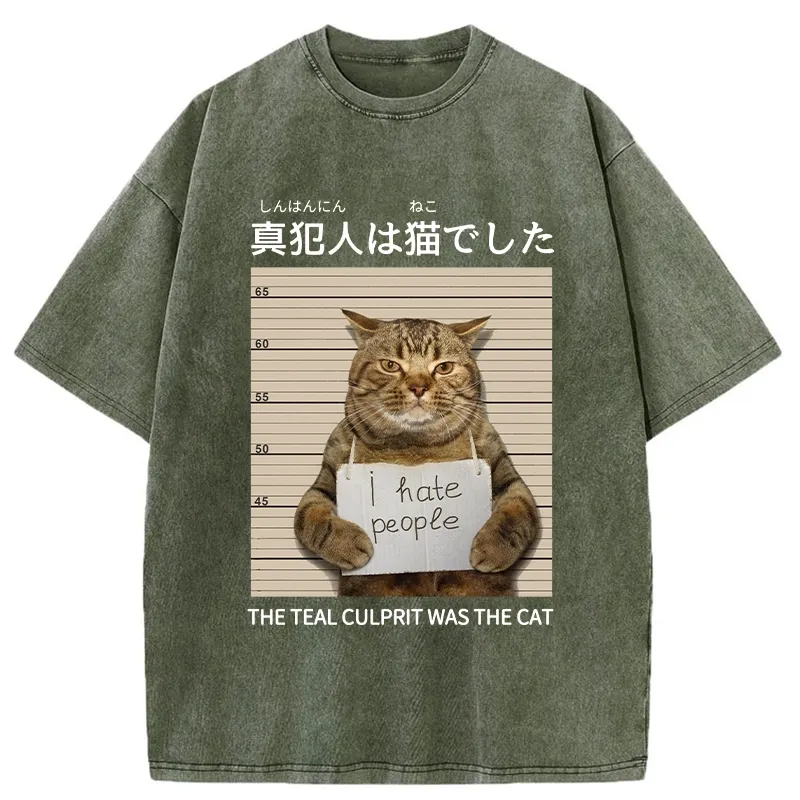 Tokyo-Tiger The Culprit Is The Cat Washed T-Shirt