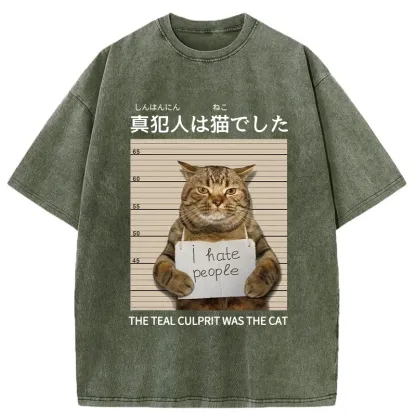 Tokyo-Tiger The Culprit Is The Cat Washed T-Shirt