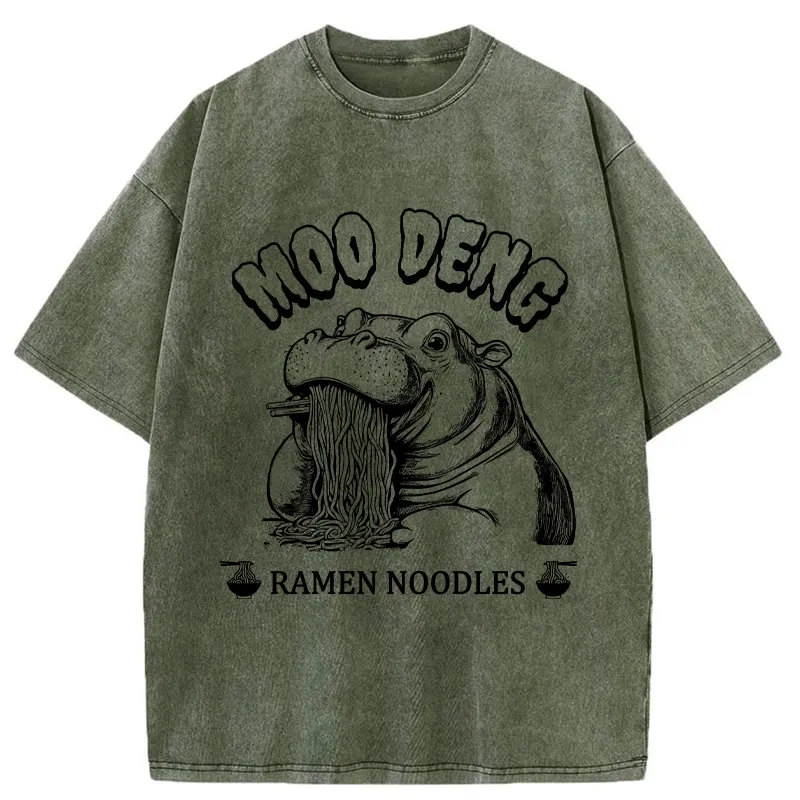 Tokyo-Tiger Ramen Lover Moo Deng Washed T-Shirt