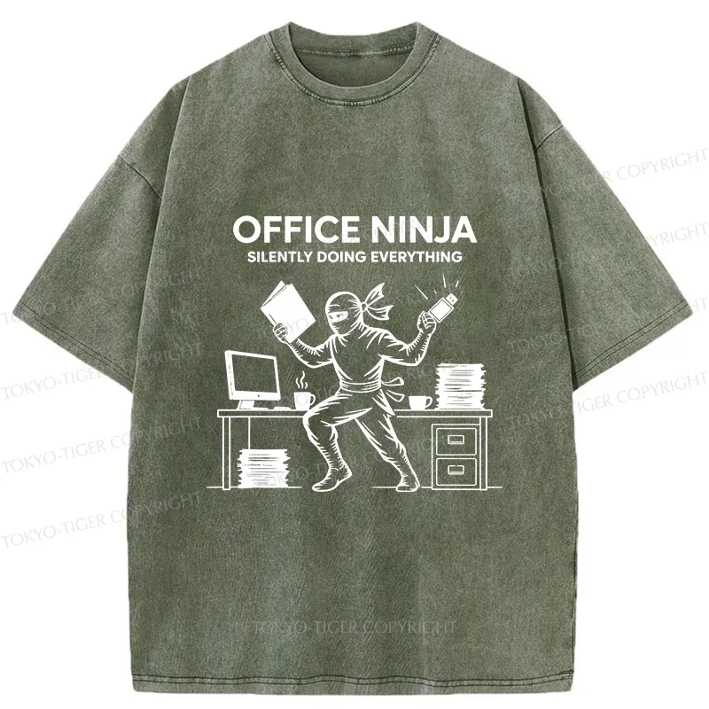 Tokyo-Tiger Workplace Ninja Washed T-Shirt