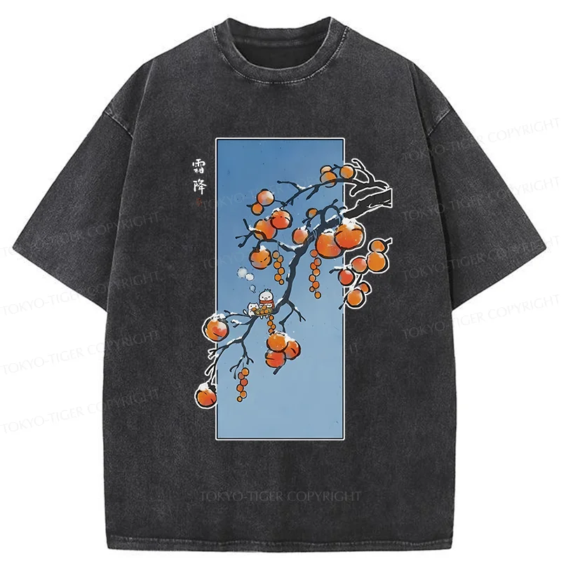 Tokyo-Tiger Winter Paintings Japanese Washed T-Shirt