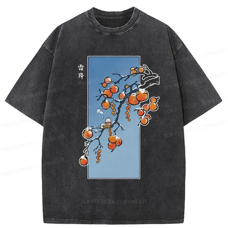 Tokyo-Tiger Winter Paintings Japanese Washed T-Shirt