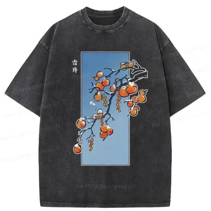Tokyo-Tiger Winter Paintings Japanese Washed T-Shirt