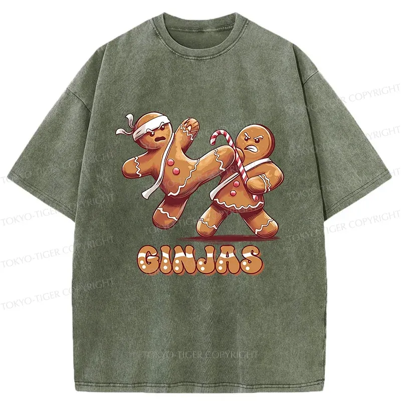 Tokyo-Tiger Gingerbread Man Karate Washed T-Shirt