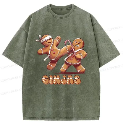 Tokyo-Tiger Gingerbread Man Karate Washed T-Shirt