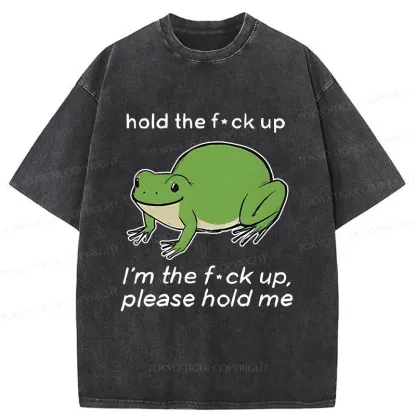 Tokyo-Tiger Bloated Frog Funny Washed T-Shirt
