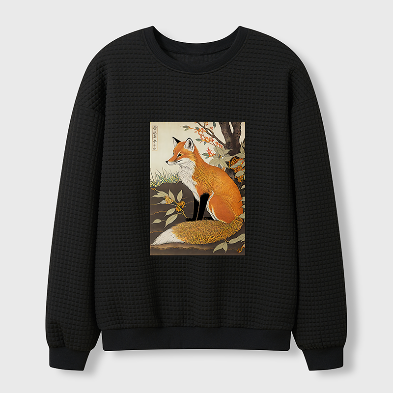 Tokyo-Tiger Ukiyo-e Fox Waffle Sweatshirt
