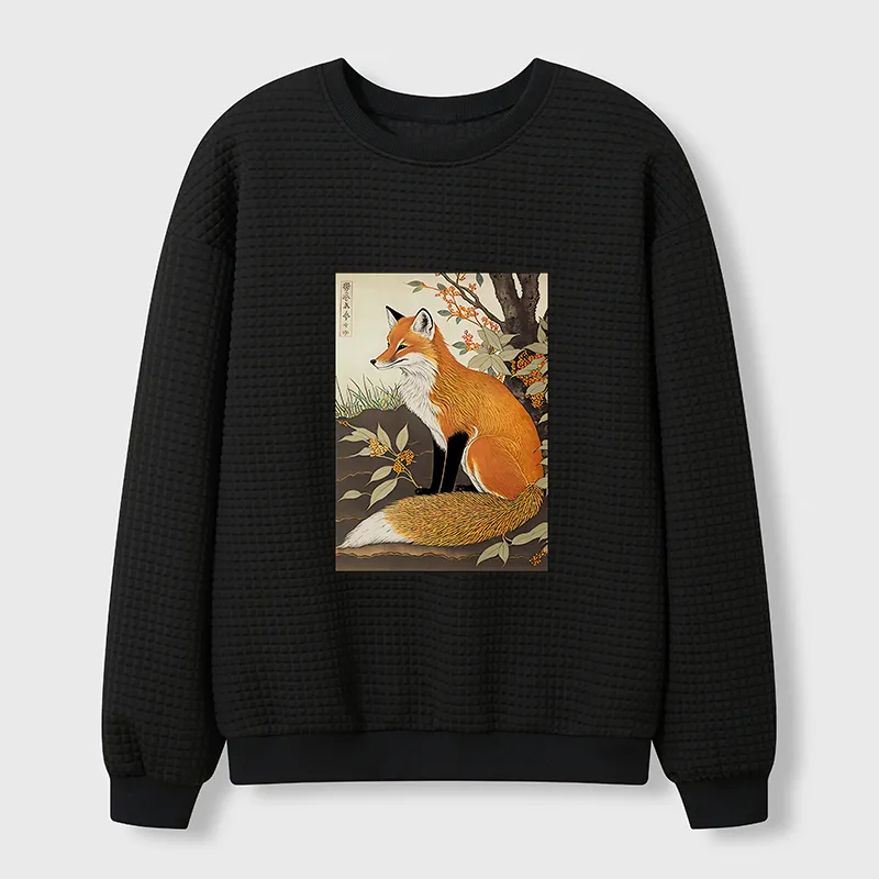 Tokyo-Tiger Ukiyo-e Fox Waffle Sweatshirt