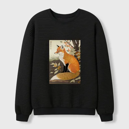 Tokyo-Tiger Ukiyo-e Fox Waffle Sweatshirt