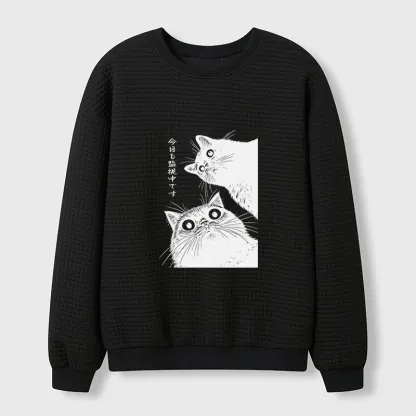 Tokyo-Tiger The Cat Is Watching Today Waffle Sweatshirt