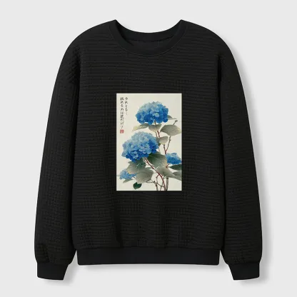 Tokyo-Tiger Ukiyoe Hydrangeas: A Reflection of the Soul Waffle Sweatshirt