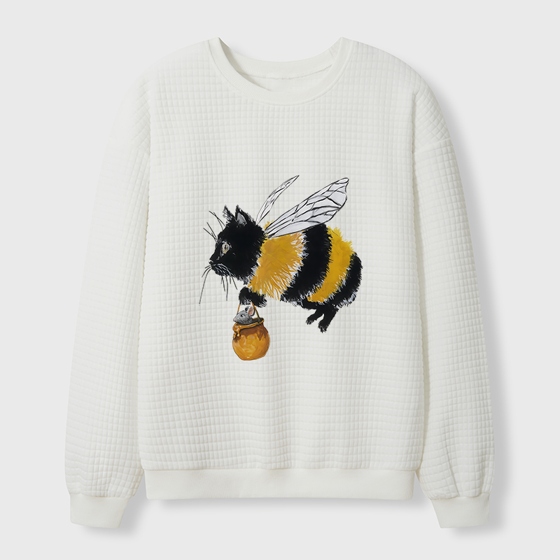 Tokyo-Tiger Catbee Funny Waffle Sweatshirt