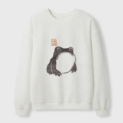 Tokyo-Tiger Matsumoto Hoji Woodblock Print Frog Waffle Sweatshirt