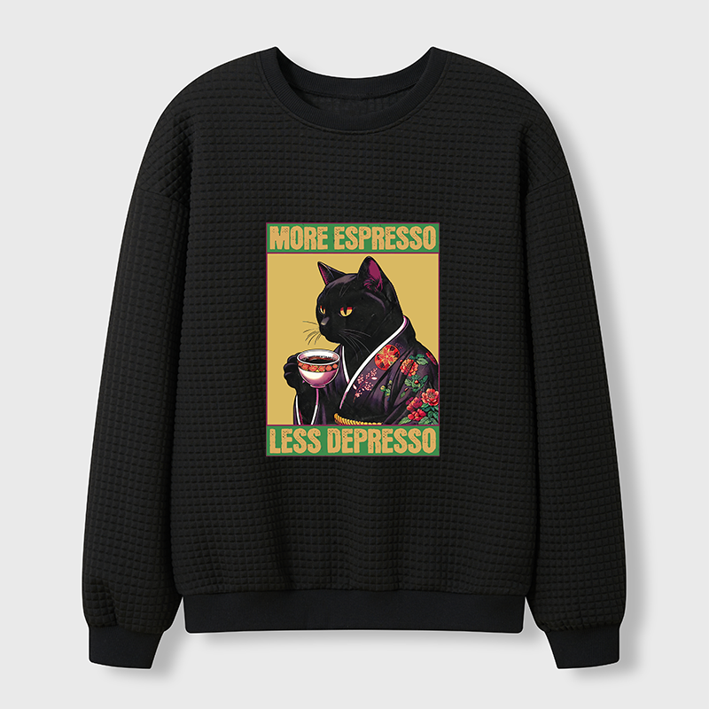 Tokyo-Tiger Up Caffeine Down Depression Waffle Sweatshirt