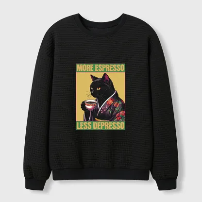 Tokyo-Tiger Up Caffeine Down Depression Waffle Sweatshirt