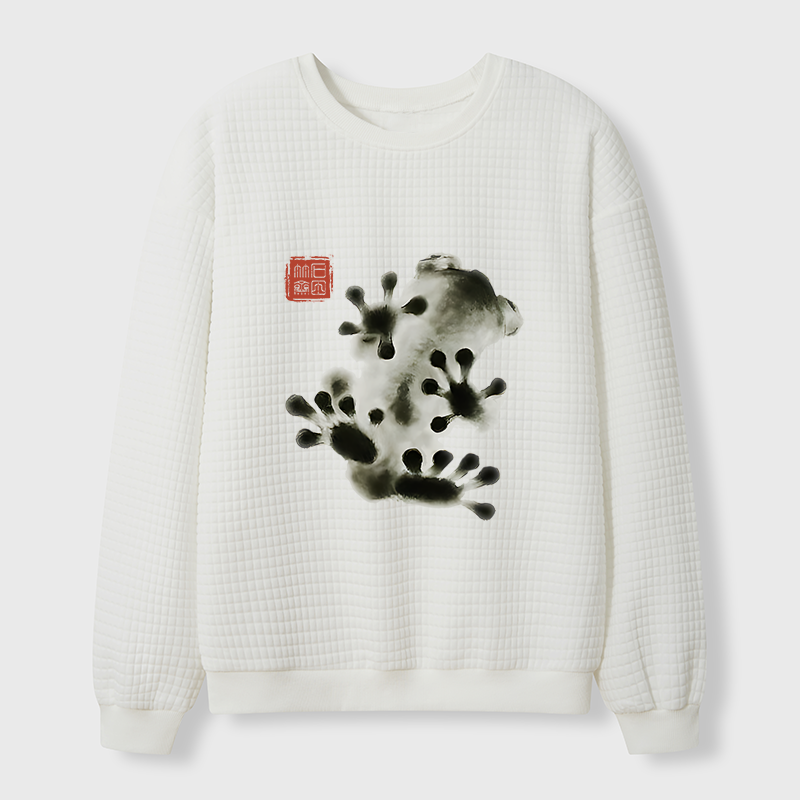 Tokyo-Tiger Ink Painting Frog Waffle Sweatshirt