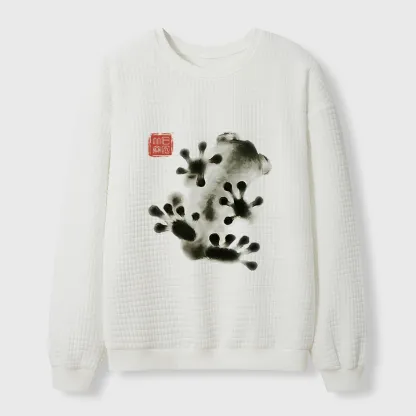 Tokyo-Tiger Ink Painting Frog Waffle Sweatshirt