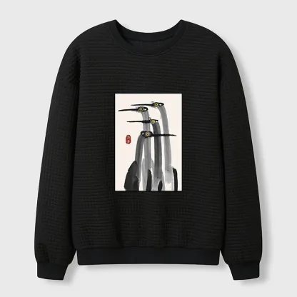 Tokyo-Tiger Japanese Crane Poster Waffle Sweatshirt