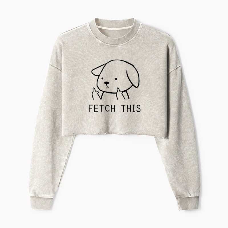Tokyo-Tiger Fetch This Dog Washed Crop Sweatshirt