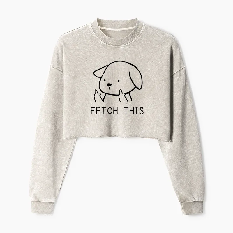 Tokyo-Tiger Fetch This Dog Washed Crop Sweatshirt