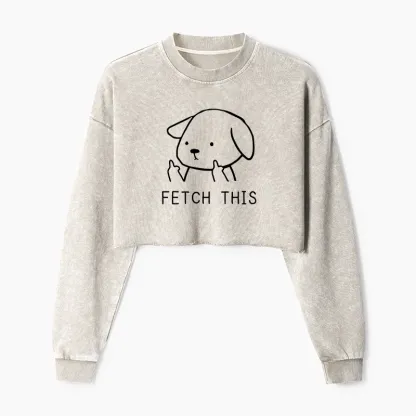 Tokyo-Tiger Fetch This Dog Washed Crop Sweatshirt