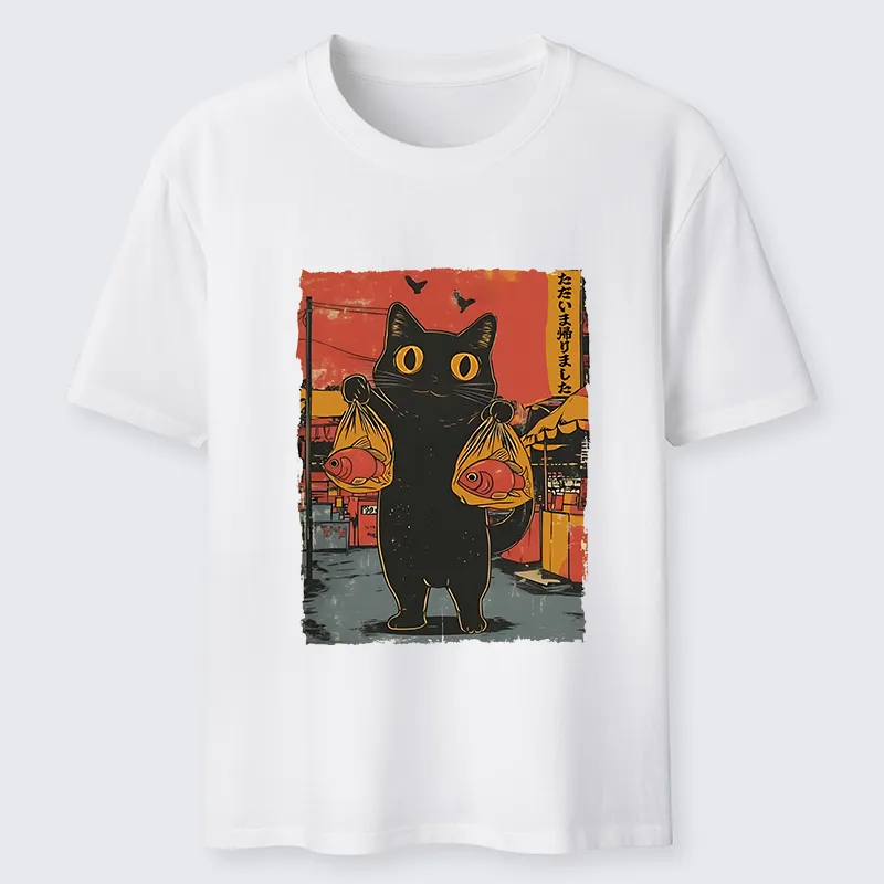 Tokyo-Tiger Cat Fishing Japanese Classic T-Shirt