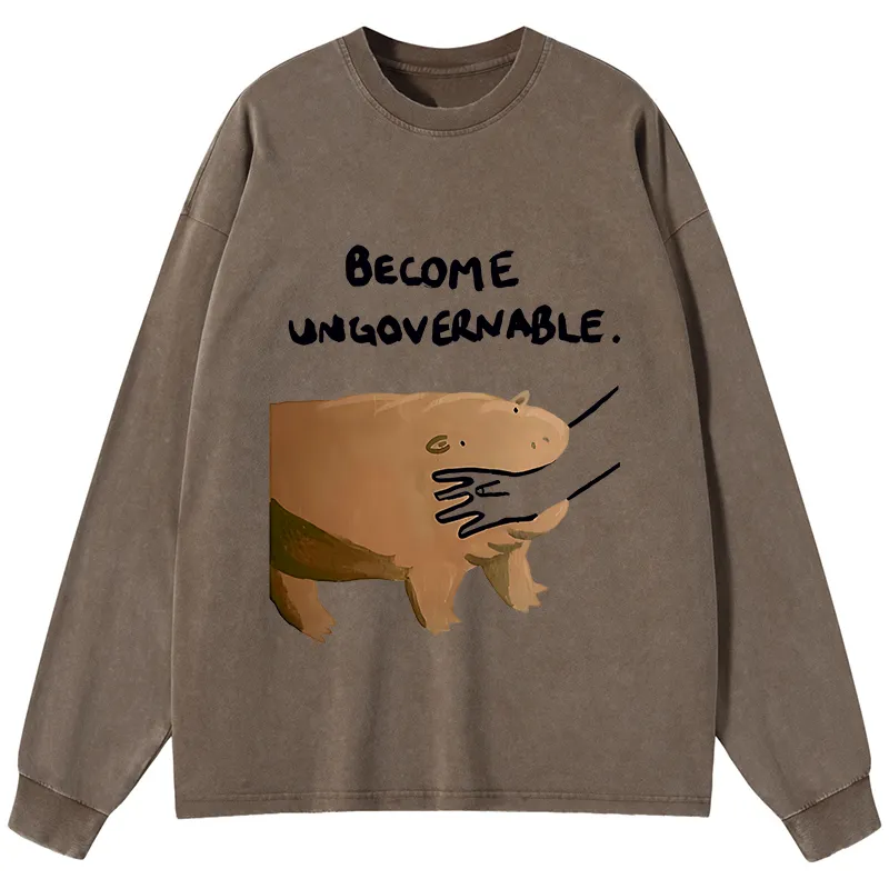 Tokyo-Tiger Moo Deng Bites Someone's Arm Washed Long Sleeve T-Shirt