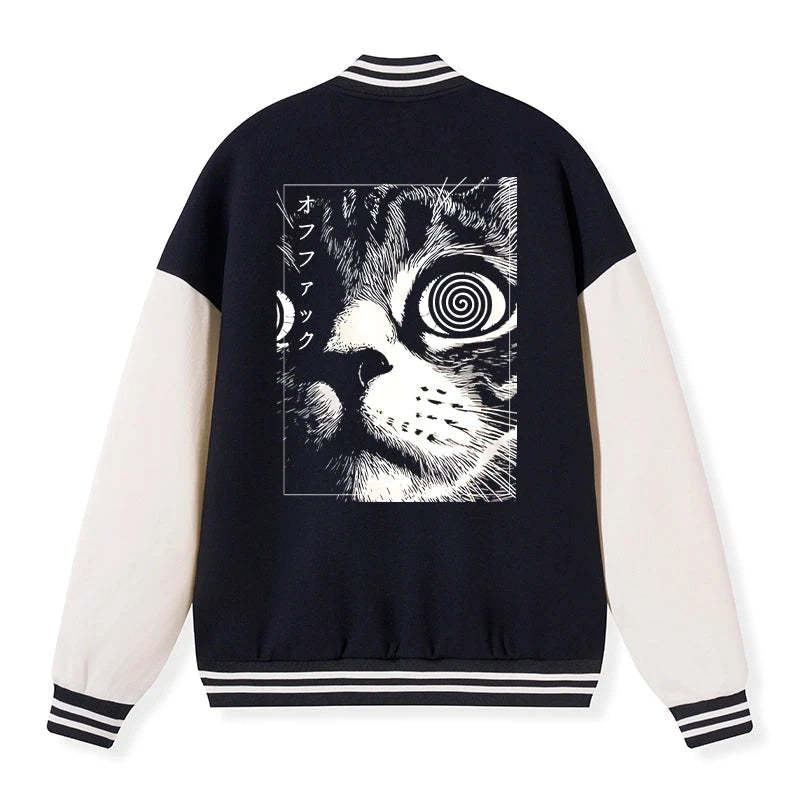 Tokyo-Tiger Scary Cat Japan Embroidery Varsity Jacket Sale