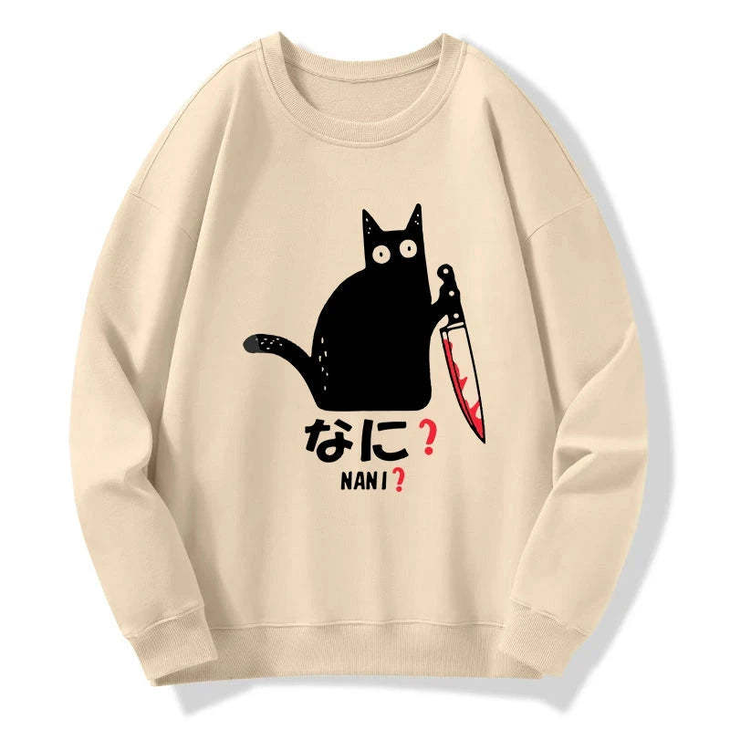 Tokyo-Tiger A Puzzled Cat Holding A Knife Sweatshirt
