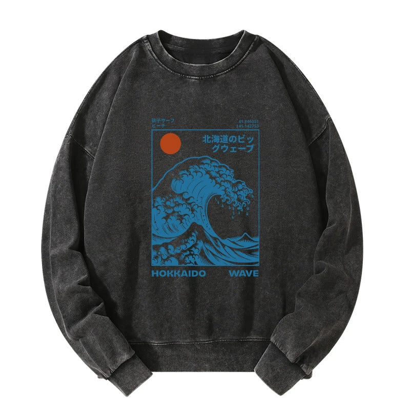 Tokyo-Tiger Hokkaido Wave Japan Washed Sweatshirt