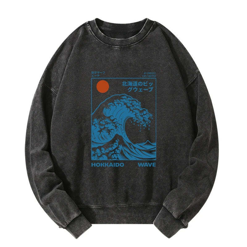 Tokyo-Tiger Hokkaido Wave Japan Washed Sweatshirt