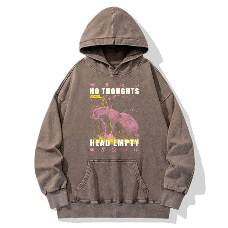 Tokyo-Tiger No Thoughts Head Empty Washed Hoodie
