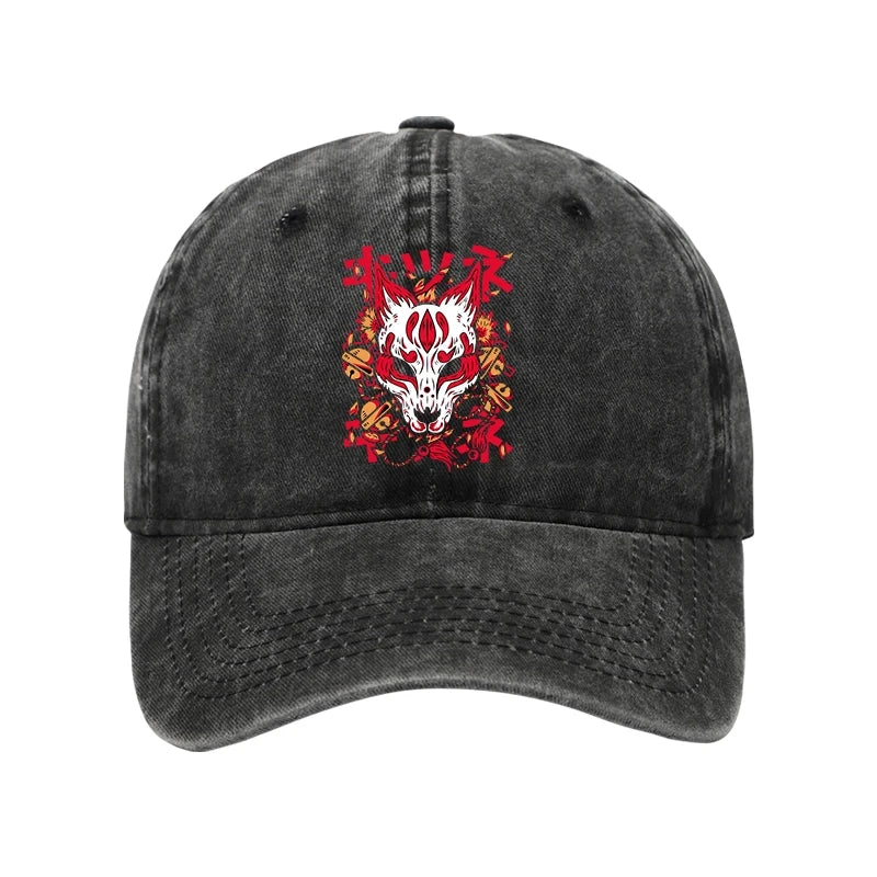 Tokyo-Tiger Japanese Kitsune Mask Washed Cap