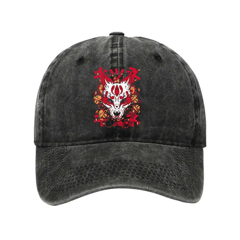 Tokyo-Tiger Japanese Kitsune Mask Washed Cap Sale