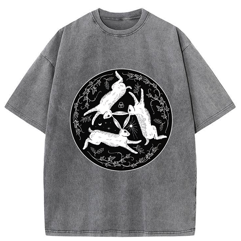 Tokyo-Tiger Three Hares Triple Rabbits Washed T-Shirt
