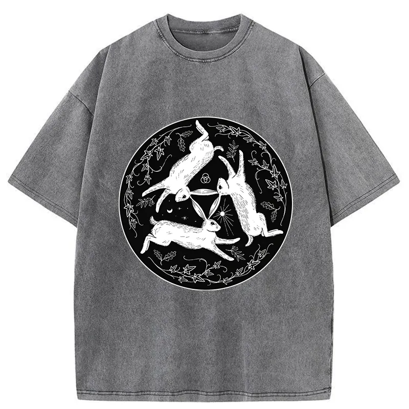 Tokyo-Tiger Three Hares Triple Rabbits Washed T-Shirt